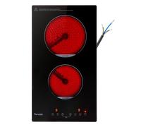 Ceramic Hob 2 ring, 2 ring electric hob, plug in ceramic hob 30cm, 2 hob electric hob with Child Lock, Touch Control, Residual Heat Indicator, Power Cord, no Plug, 3000W, Topwish