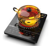 Ceramic Hob Cooksir, Electric Ceramic Hob with LED Touch Screen, 2000W Single Cooking Zone Electric Cooktop with 4-Hours Timer, Safety Lock, Residual Heat Indicator