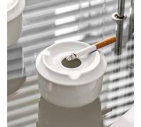 Ceramic Holder, Glossy White Ash Tray with Lid, Windproof Modern Ashtray, Heat Resistant, for Home office Decoration Indoor or Outdoor (Size : 11.5 * 7cm)