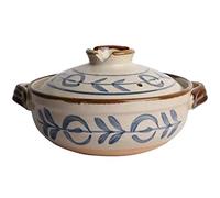 Ceramic Hot Pot Heat Resistant Casserole - Retro Japanese Style Ceramic Stew Pot Clay Casserole Household-A||2.2L