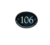 Ceramic House Number Plaque - Customisable Address Sign 1-999, Oval & Bridge Designs, Black & White Outdoor Door Number Plate, Weatherproof Garden Gate & Wall Sign