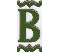 Ceramic House Numbers & Letters, Green & White, Tile Size: 10cm x 5cm, 2 to 13 Tile Frames (Letter B)