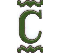 Ceramic House Numbers & Letters, Green & White, Tile Size: 10cm x 5cm, 2 to 13 Tile Frames (Letter C)