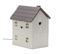 Ceramic House Table Lamp Cream Base With Grey White And Brown Roof Soft Warm Light Practical And Energy Saving