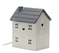 Ceramic House Table Lamp Cream Base With Grey White And Brown Roof Soft Warm Light Practical And Energy Saving