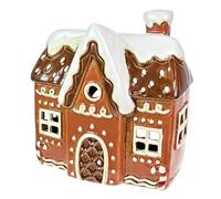 Ceramic House Tealight Candle Holder Brown Christmas Pottery Cottage Village Scene Gingerbread Xmas Gift