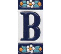Ceramic House Tile Numbers & Letters, Blue Floral Design (Letter B)