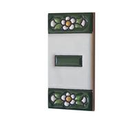 Ceramic House Tile Numbers & Letters, Green Floral Design, Tile Size: 7.5cm x 3.5cm, 2 to 10 Tile Frames (Hyphen)