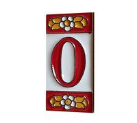 Ceramic House Tile Numbers & Letters, Red Floral Design, Tile Size: 7.5cm x 3.5cm, 2 to 10 Tile Frames (0)