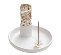 Ceramic Incense Burner, Candle Holder Stand With Ash Catcher, Burning Incense Holder For Home Decor Desktop Shelf Table Bedroom Living Room, Aromatherapy Meditation Relaxation Accessory