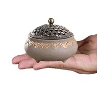 Ceramic Incense Burner Coil Incense Burner Cone Incenses Holder Cast Iron Incenses Holder+Detachable Ash Catcher+Fireproof Cotton Inside Ceramic Censer Suitable For Incensee Cones/Coils/Sticks