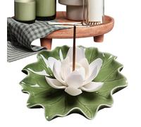 Ceramic Incense - Burner Flower Shape Tray for Evaluating | Stick Holder with Leaf Shaped Base, Porcelain Ash Catcher, Floral Aroma Accessory for Yoga, Spa Room, Living Room and Bedroom