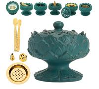 Ceramic Incense Burner for Frankincense, Bakhoor, Charcoal, Stick, Powder, Cone, Coil, and Tower Incense - Accessories for Meditation and Aromatherapy with Tweezers