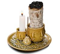 Ceramic Incense Burner Holder for White Sage, Palo Santo Stick, Incense Sticks, Candle, Decoration for Home, Office, Zen Meditation Room, Spa Yoga Club