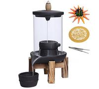 Ceramic Incense Burner Set, Windscreen Backflow Waterfall Incense Holder with Wooden Rack, Retro Home Office Deco Gift Ornament Aromatherapy Yoga Zen, 20 Free Cones
