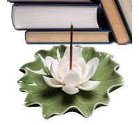 Ceramic Incense Holder - Ceramic Incense Burner Tray Flower Shape Incense Burner Incense Burner Incense Burner Incense Burner with Leaf Base for Meditation Yoga Living Room Bedroom Home Decor