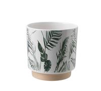 Ceramic Indoor Palm Leaf Design Plant Pot (H12.5 X W12.7Cm)