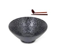 Ceramic Japanese Ramen Soup Bowl with Matching Spoon and Chopsticks, Suitable for , Large Size