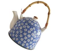 Ceramic Japanese Teapot with Handle and Tea Strainer for Loose Tea Brewing | Blue Porcelain Finish, Built-in Infuser Mesh, Elegant Vintage Styling, Suitable for Flowering or Herbal Tea, Home Display