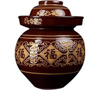 Ceramic Jars,Tea Jar,Chinese Style Storage Jars,Red Traditional Chinese Porcelain Pickle Jar, Ceramic Fermentation Crock Pickling Pot,Fermenting Jar With Water Seal Airlock Lid St