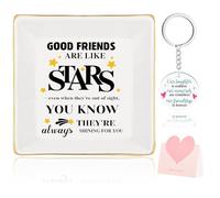 Ceramic Jewelry Dish, Friendship Gifts for Women, Square Trinket Tray Ring Dish Key Bowl Decorative Plate for Earrings Necklaces Bracelet, Unique Wedding Birthday Gift for Best Friends Sisters, White