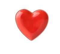 Ceramic Jewelry Plate Ceramic Craftsmanship Jewelry Heart-shaped Plate Heart Snack Household Cake Fruit Peach(Big red love plate)