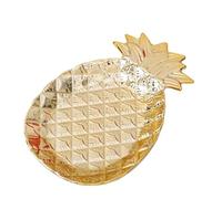 Ceramic Jewelry Plate Ceramic Jewelry Plate Golden Pineapple Shaped Keys Storage Home Decoration Ornament(Gold)