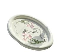 Ceramic Jewelry Plate Ceramic Jewelry Tray Relief Tulip Exquisite Plate Dessert Photo Display Dish(Style 02)