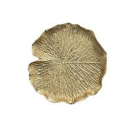 Ceramic Jewelry Plate Leaf Lotus Shaped Trinket Dish | Decorative Gold Jewelry Tray Ring Holder Organizer Home Decoration(16x15x2.5cm)