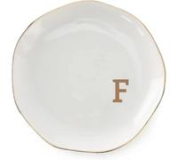 Ceramic Jewelry Plate Ring Dish Initials Jewelry Tray With Personalized A-Z Monogrammed Wedding Engagement For Women Friends Sister,Ceramic White(Color-06)