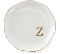 Ceramic Jewelry Plate Ring Dish Initials Jewelry Tray With Personalized A-Z Monogrammed Wedding Engagement For Women Friends Sister,Ceramic White(Color-20)