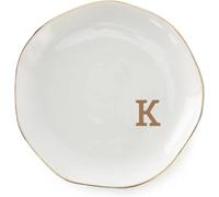 Ceramic Jewelry Plate Ring Dish Initials Jewelry Tray With Personalized A-Z Monogrammed Wedding Engagement For Women Friends Sister,Ceramic White(Color-10)