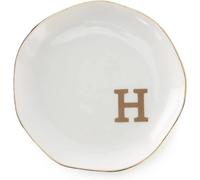 Ceramic Jewelry Plate Ring Dish Initials Jewelry Tray With Personalized A-Z Monogrammed Wedding Engagement For Women Friends Sister,Ceramic White(Color-12)