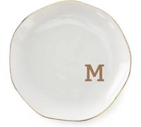 Ceramic Jewelry Plate Ring Dish Initials Jewelry Tray With Personalized A-Z Monogrammed Wedding Engagement For Women Friends Sister,Ceramic White(Color-19)