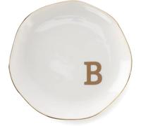 Ceramic Jewelry Plate Ring Dish Initials Jewelry Tray With Personalized A-Z Monogrammed Wedding Engagement For Women Friends Sister,Ceramic White(Color-02)