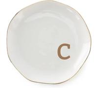 Ceramic Jewelry Plate Ring Dish Initials Jewelry Tray With Personalized A-Z Monogrammed Wedding Engagement For Women Friends Sister,Ceramic White(Color-03)