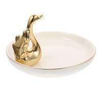 Ceramic Jewelry Tray Earring Holder Decorative Ring Dish for Vanity | Swan-shaped Catchall Ornament, Smooth Edges and Fine Texture, Space-saving Storage for Cosmetics and Makeup Brushes