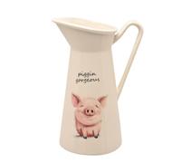 Ceramic Jug Vase for Flowers - Piggin Gorgeous Novelty Pig Pitcher Vase | Funny Farm, Novelty Pig Design, Farm Animal Jug, Flower Vase, Branded Gift Box, White Ceramic, Dishwasher & Microwave Safe