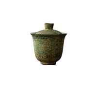 Ceramic kiln changed pomegranate red three talents to cover the bowl. Chinese household scald-proof exquisite-moss green-cover the bowl