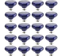 Ceramic Knobs, 20 Pcs Retro Regular Polygon Handles for Cabinet Drawer Door Dresser Kitchen Office Pulls(Blue)