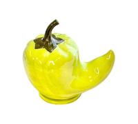 Ceramic Lantern Chili Toothpick Box,Chili Toothpick Case,Desk Toothpick Holder,Cotton Swab Dental Floss Case for Home Decor(B Green 10.6cm)