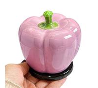 Ceramic Lantern Chili Toothpick Box,Chili Toothpick Case,Desk Toothpick Holder,Cotton Swab Dental Floss Case for Home Decor(A Purple 9.3cm)