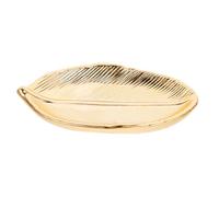 Ceramic Leaf Shape Trinket Dish Jewelry Tray Gold Cosmetic Trays Key Bowl Ring Dish Jewelry Holder Sparkling Decorative Tray Entryway Storage Home Decoration Ornaments(Gold)