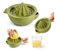 Ceramic Lemon Juicer, Manual Citrus Lime Hand Squeezer Reamer with 200ML Bowl and Strainer Lid, Handheld Orange Press with Pour Spout and Handle, Dishwasher Safe, Easy to Clean for Home Kitchen