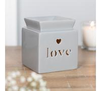 Ceramic Love Cut Out Oil Burner - Light Grey