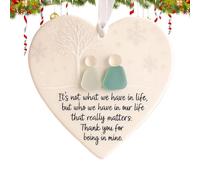 Ceramic Love Heart Sea Glass Ornament, Christmas Tree Pendant, Reuseable Display, Hangable Timeless Friendship Heart Keepsake, For Window Wall Balcony Living Room