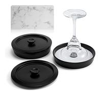 Ceramic Margarita Salt Rimmer Set of 2 with Lids, Home Bar Accessories Margarita Gift Bartender Kit, Salt Sugar Tajin Glass Rimmer for Cocktails, Black