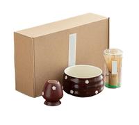 Ceramic Matcha Bowl Set Brushd Tea Table Accessories for Making Breakfast/Matcha Latte(Red)