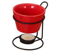 Ceramic Melting Mug - Simmer Butter Warmer Set, Individual Cheese Melting Fondue Pot, Tea Light Candle Heater, Metal Stand, Dishwasher Safe | for Butter, Cheese, Chocolate, Home Kitchen, Gathering