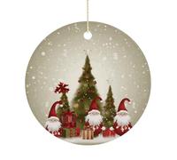 Ceramic Merry Christmas Christmas Ornament 3 Inch Round Hanging Ornaments Double Sided Holiday Tree Decoration for Xmas Wreath Gift Tag Party Favor Wedding Keepsake Souvenir Home Decor